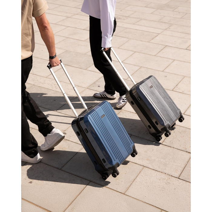 Набір валіз FERGÉ 3 шт. з жорстким корпусом та TSA-замком, Cannes. Валізи-троліки (ручна поклажа, L, XL). Жорсткий корпус, 4 колеса, міцний полікарбонат (3 шт., синій металік)