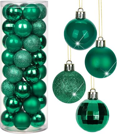 40 шт. прикрас для ялинки - ялинкові кулі 4 см, зелені, ударостійкі. Новорічний декор для ялинки