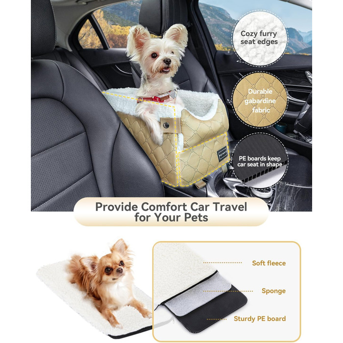 Автокрісло для собак PETSFIT - чорний (хакі), до 5 кг, з захисними гаками