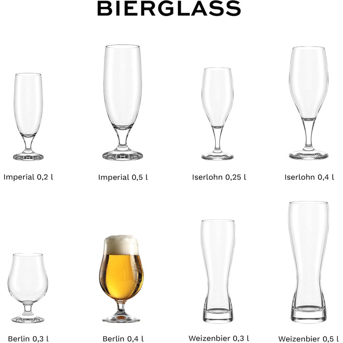 Набір пивних келихів Stölzle Lausitz Berlin 6 шт, 390 мл - для Pilsner та іншого пива, кришталь, Німеччина