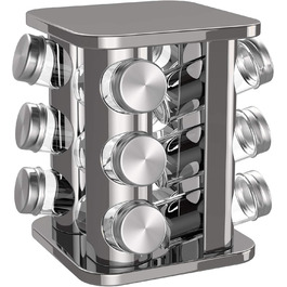 Сумка-органайзер для спецій bonVIVO Rondo, поворотна підставка для 12 баночок, нержавіюча сталь, срібно-хромовий колір
