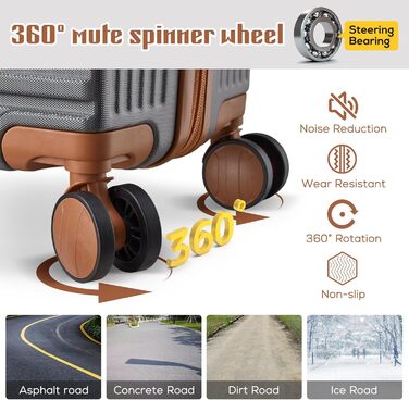 Набір валіз Joyway з ABS-пластику (сірий, ручна поклажа) з TSA-замком, 4 колеса, з сумкою та культурою