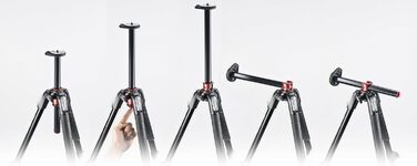 Штатив Manfrotto MT190XPRO4 з кутовою центральною колоною - 4-секційний штатив для DSLR та бездзеркальних камер, чорний/антрацитовий алюміній