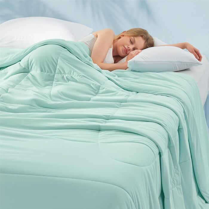 Охолоджуюча ковдра BEDSURE двостороння літня 155x220 см Arc-Chill Q-Max 0.4 - легка дихаюча ковдра від нічної пітливості, зелена