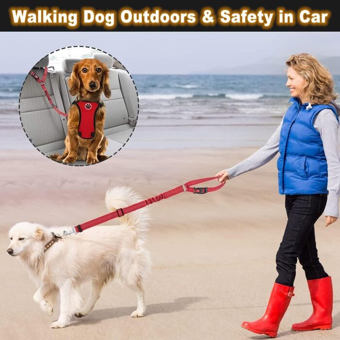 Авторемні для собак, безпечні шлейки для тварин, аксесуари для подорожей, 2 шт., червоні, з регулюванням та міцного нейлону