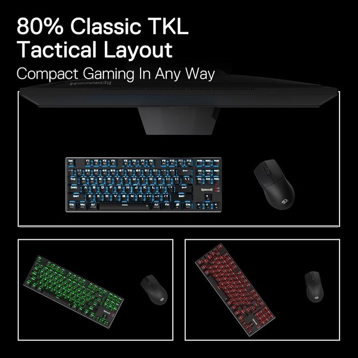 Redragon K660 RGB-ігрова клавіатура: 87 клавіш, TKL, механічна, з підсвічуванням, з алюмінієвою основою та тихими червоними перемикачами