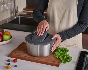 Салатниця-швидкосушка Zyliss Swift Dry 6L з нержавіючої сталі, BPA-free, AquaVent™ технологія, антиковзаюче дно, для миття в посудомийній машині