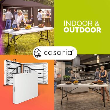 Зручний розкладний садовий стіл Casaria® 183x76 см - білий, для тераси, балкону, кемпінгу