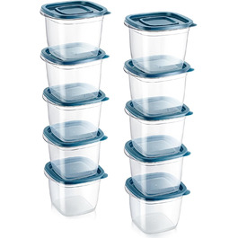 Контейнери для їжі EFISH 20 шт. Прямокутні, пластикові, з кришкою, 500 мл. Набір для школи, роботи, подорожей.