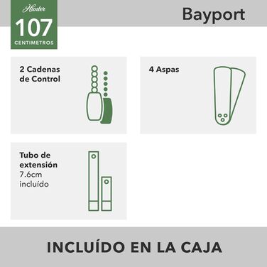 Вентилятор стельовий Hunter Bayport 107 см антична латунь з лопатями з палісандру та дуба, з ланцюжком, для внутрішнього використання, літо/зима, модель 24174