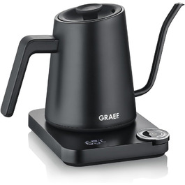 Чайник Pour-Over GRAEF GK502, з регулюванням температури та таймером, з гусячим носиком, 900 мл, матовий чорний