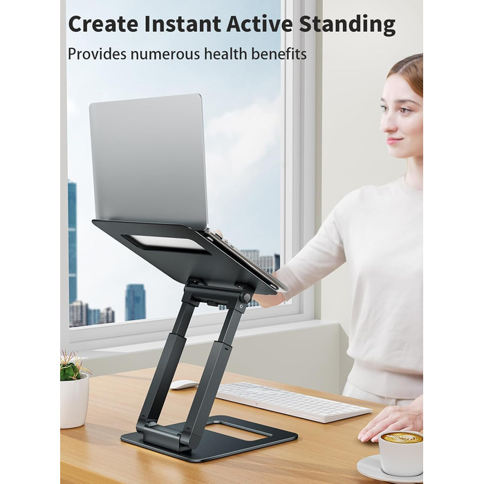 Adjustable Laptop Stand for Desk - Telescoping Design, Ergonomic Riser for 10-17 inch Laptops (Gray)