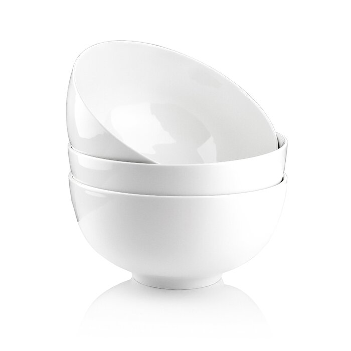 Набір мисок MALACASA, 8 шт., 420 мл, порцеляна. Ідеально для супу, салату, рису, десерту та рамену. Розмір 12,8x12,8x6,5 см, колір кремовий