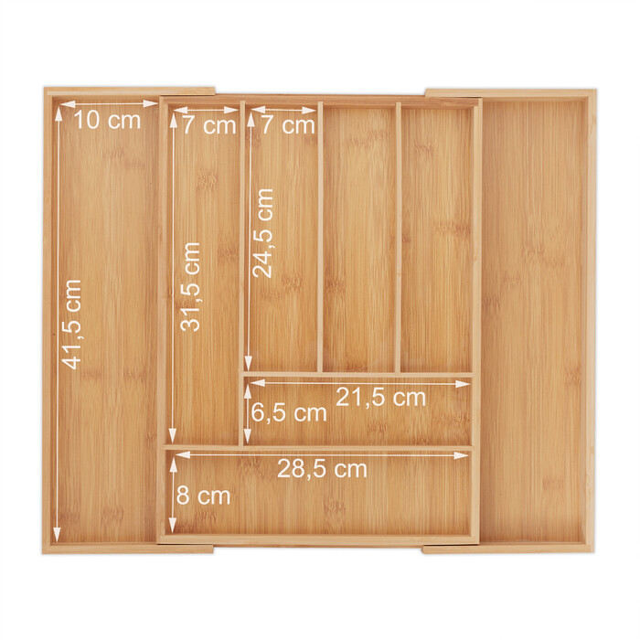 Relaxdays Extendable Bamboo Cutlery Box
