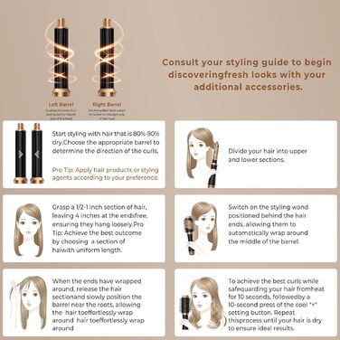 Air Styler 6 в 1: Набір для укладки волосся з фен-щіткою, дифузором та плойкою. Чорний