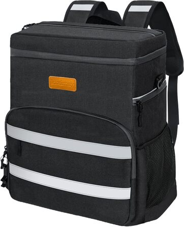 30L Cooler Bag Large Foldable - Cooler Bag for Food & Drinks, Picnic Bag, Insulated Thermal Bag, Cooler Bag Car for Beach/Picnic/Camping/BBQ (Black)