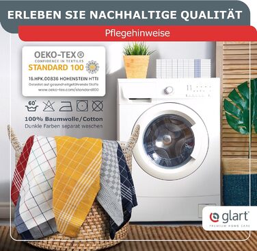 Glart 48GS 10-Piece Premium Dishcloth Set, Kitchen Towels, Dish Towels, Kitchen Cloths, 100% Cotton OEKO-TEX, 45x90 cm, black, pre-washed