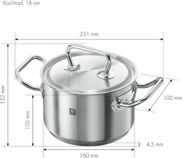 ZWILLING Twin Classic Saucepan with Lid, 6 L, Induction-compatible, Stainless Steel (16 cm)