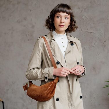Сумка через плече Berliner Bags Luna, шкіряна жіноча напівмісяць, коричнева замша