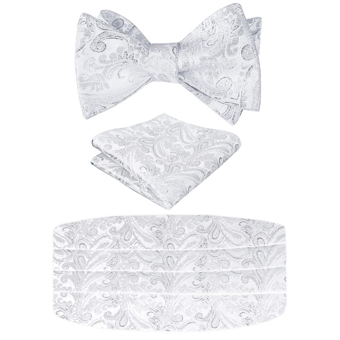 Комплект краватка-хустинка Alizeal Paisley сріблястий, чоловічий, однорозмірний