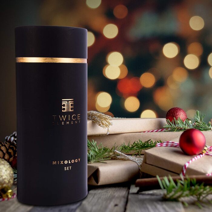 Cocktail Shaker Set - Stainless Steel Shaker in Boston Style | Rich Accessories for Easy Handling | Bonus Recipe Book, Elegant Gift Box & Storage Bag (Black)