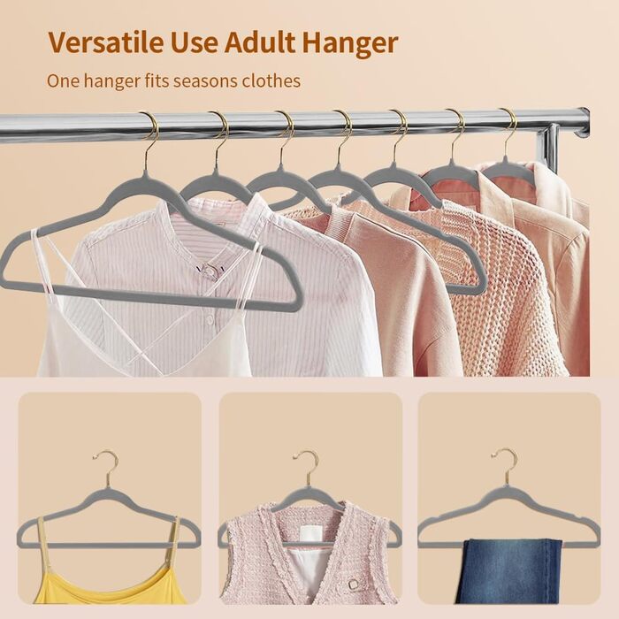 Набір з 22 велюрових плечиків для одягу Stormix, преміум-якість, для дорослих, неслизькі, для костюмів, сорочок, суконь, рожево-золоті гачки, 22 шт.