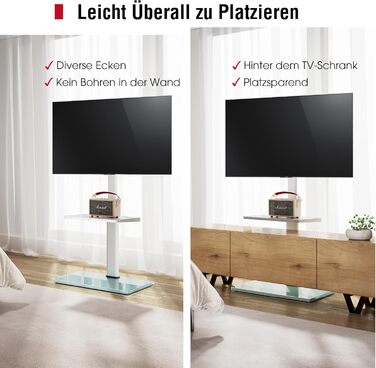 AOKCOS TV Stand - Adjustable Height, Swivel & Tilt Floor Stand for 32-70 inch TVs (up to 40kg, VESA 400x400mm)