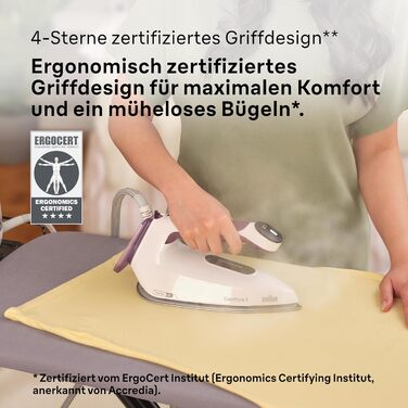 Braun Household CareStyle 5 IS5247 VI Steam Station - Steam Iron with FreeGlide 3D Soleplate, iCare Mode, Vertical Steaming, Detachable 2L Water Tank, 500 g/min Steam Boost, 2400W, Violet