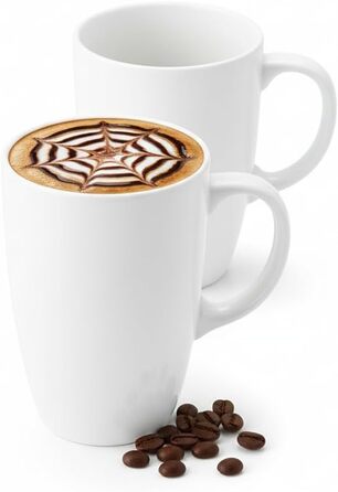 Набір чашок для чаю та кави Wilmax - 2 шт. (630 мл) - порцелянові чашки з ручками, білі