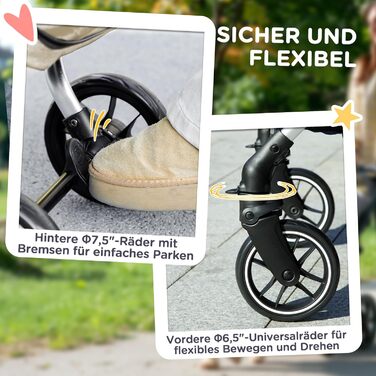 Візок для собак PawHut легкий, складаний, з алюмінію для собак та котів. З подушкою, сітковими вікнами, дверима та кошиком для зберігання. Міні-візок для маленьких собак (Хакі)