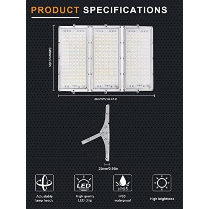 Ankishi LED Floodlight Outdoor, IP65 Waterproof, Super Bright 6500K Cool White Outdoor Light, 30000LM Outdoor Floodlight Spotlight for Sports Field, Garage, Garden, Backyard (Cool White, 4 PACK 300W)