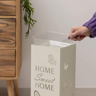 Підставка для парасоль під Baroni Home з металу, з декоративними метеликами, 2 гачки, знімний збірник для води, 15,5x15,5x49 см (Білий)