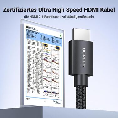 Кабель HDMI 2.1 UGREEN 10K/8K/4K з підтримкою 120Hz/144Hz, 48Gbit/s, eARC, HDR 10+, Dolby Vision, VRR, 2 метри