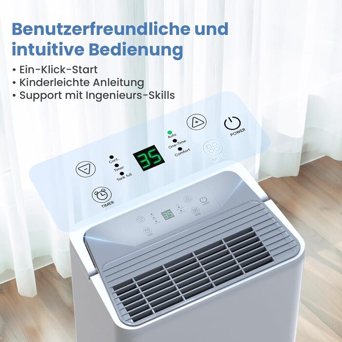 Електричний осушувач повітря Newentor 25л/день - 270W, для приміщень до 80м², 10 років гарантії, з шлангом 2м, таймером (12л/24г)