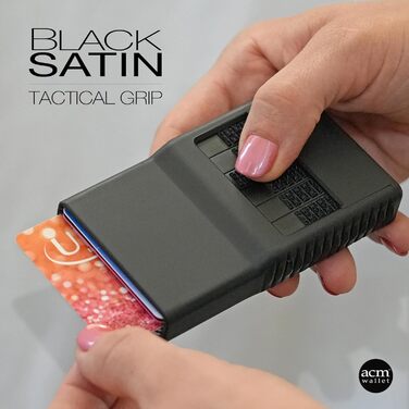 Чоловічий та жіночий гаманець ACM 2.0: органайзер з картхолдером, захист від подряпин, хром/срібло, чорний сатин