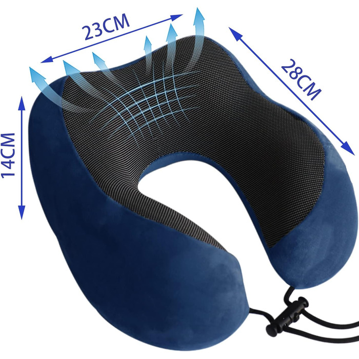 Подушка для шиї Poligono для подорожей: м'яка, комфортна, з піною з пам'яті, компактна, блакитна