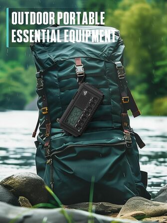 Радіо на сонячній батареї та з ручним генератором | Powerbank 12000mAh, AM/FM/SW, SOS, USB-C, IPX4, ліхтарик, для кемпінгу та відпочинку на природі (чорний)