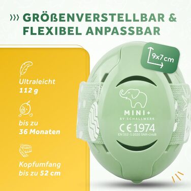 Schallwerk Mini+ - Навушники-захисники вух для малюків - високоякісні шумозаглушувачі для дітей - захист вух для дітей, захист вух для немовлят, навушники-захисники вух для немовлят, шумозаглушувачі Matcha Green