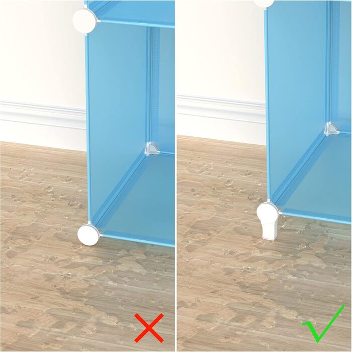 Wardrobe, Portable Shelving System, Plastic Closet with 2 Clothes Rods, Bedroom Wardrobe Closet White for Bedroom (Blue)