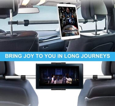 Утримувач для планшета в авто Oilcan, кріплення на підголівник, телескопічний та поворотний. Підходить для Switch, Lenovo, Fire, Galaxy, iPad Pro Air Mini 4-12.9', телефонів та планшетів (срібний)