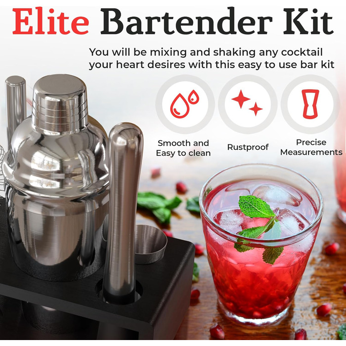 Набір шейкерів для коктейлів Highball & Chaser: професійний барний набір для приготування коктейлів + електронна книга з 30 рецептами (срібло)