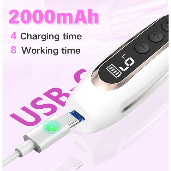 Електричний набір для манікюру та педикюру Nagelfräser 15 в 1: фрезер, набір для гелевих нігтів, 20000 об/хв, 9 швидкостей (білий)