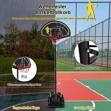 COSTWAY Adjustable Height Basketball Hoop System - Outdoor Mobile Basketball Stand with Wheels & Weight Bag - 130-305cm