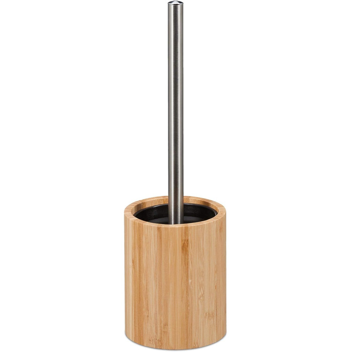 Силіконова щітка для унітазу Relaxdays, антибактеріальна, з змінним насадком, бамбуковий тримач, натуральний/сріблястий, 1 шт.