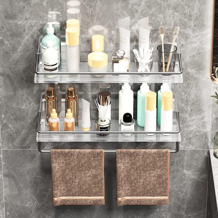 Acrylic Bathroom Shelf with Adhesive Wall Mount, 30 cm, Shower Shelf for Bathroom