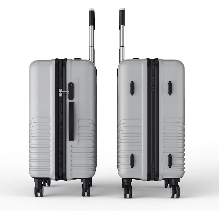 Набір валіз 3 шт. з жорсткою оболонкою, сірий колір. Легкий, міцний, з обертовими колесами на 360° та TSA замком. Підходить як ручна поклажа.