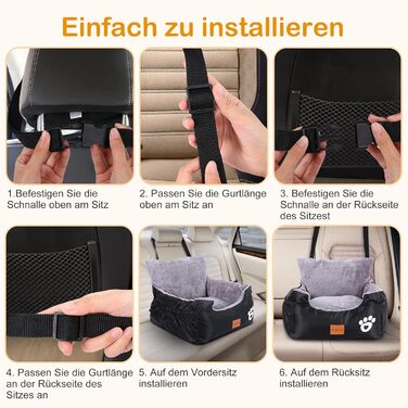Pet Car Seat for 2 Small Dogs - Washable & Adjustable, 55x30x30cm
