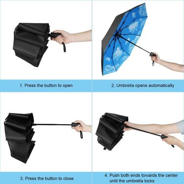Вітростійкий автоматичний парасолька для подорожей, 8 спиць, для чоловіків та жінок (блакитний)