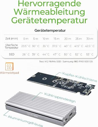 Зовнішній корпус для M.2 PCIe SSD ICY BOX IB-1817M-C31, USB 3.1 Type-C, алюміній, сріблястий
