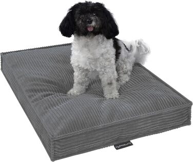 Лежанка для собак Visco L з матеріалом POSO-Cord, віскоеластична піна та ворсисті кульки, 40°C, 80 x 60 см (60x40 см, сірий)